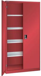 Lista műhelyszekrény polcokkal, 1000x580x1950 mm, tömör ajtók, piros