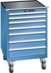Lista mobil műhelyfiókos szekrény, 717x725x1112 mm, 7 fiók, kék - manutan - 1 087 539 Ft