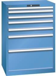 Lista műhelyfiókos szekrény, 7 fiók = 1x50 + 2x75 + 2x100 + 1x200 + 1x300mm, 717x572x1000mm, kék