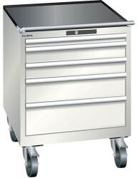 Lista mobil műhelyfiókos szekrény, 717x725x962 mm, 5 fiók, világosszürke