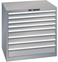 Lista műhelyfiókos szekrény, 870x725x850 mm, 8 fiók, fiók teherbírás 200 kg, szürke/ezüst