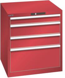 Lista műhelyfiókos szekrény, 717x725x800 mm, 4 fiók, piros - manutan - 622 643 Ft
