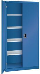 Lista műhelyszekrények polcokkal, 1000x500x1950 mm, tömör ajtók, sötétkék