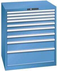 Lista műhelyfiókos szekrény, 870x725x1000 mm, 9 fiók, fiók teherbírás 75 kg, kék