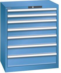 Lista műhelyfiókos szekrény, 7 fiók = 2x75 + 2x100 + 2x125 + 1x150mm, 717x572x850mm, kék