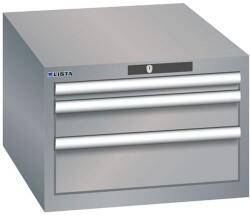 Lista műhelyfiókos szekrény, 3 fiók = 1x 50 + 1x 100 + 1x 150 mm, 564x725x383 mm, szürke/ezüst