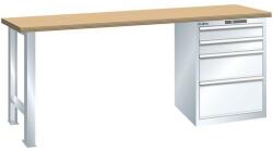 Lista Műhely munkapad LISTA, 1500x700x840 mm, 4 fiók, teherbírás 1500 kg, fehér