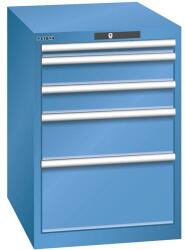 Lista műhelyfiókos szekrény, 5 fiók = 1x 50 + 2x 100 + 1x 200 + 1x 300 mm, 564x725x850 mm, kék