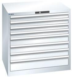 Lista műhelyfiókos szekrény, 870x725x850 mm, 8 fiók, fiók teherbírás 200 kg, fehér