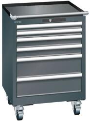 Lista mobil műhelyfiókos szekrény, 564x572x840 mm, 6 fiók, fekete