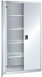 Lista műhelyszekrények polcokkal, 1000x500x1950 mm, tömör ajtók, szürke