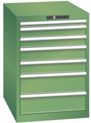 Lista műhelyfiókos szekrény, 7 fiók = 1 x 50 / 2 x 75 / 2 x 100 / 2 x 150, 564x725x800 mm, zöld