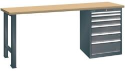 Lista Műhely munkapad LISTA, 1500x700x890 mm, teherbírás 1500 kg, 6 fiók, fekete