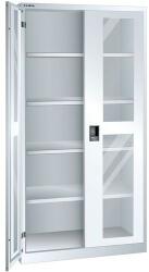 Lista műhelyszekrények polcokkal, 1000x400x1950 mm, plexi ajtók, fehér - manutan - 523 405 Ft