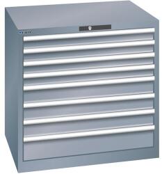 Lista műhelyfiókos szekrény, 870x725x850 mm, 8 fiók, fiókterhelhetőség 75 kg, sötétszürke