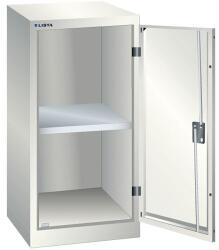 Lista műhelyszekrény polccal, 500x580x1000 mm, teherbírás 60 kg, világosszürke