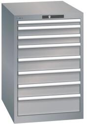 Lista műhelyfiókos szekrény, 564x725x850 mm, 8 fiók, szürke/ezüst