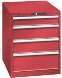 Lista műhelyfiókos szekrény, 564x725x700 mm, 4 fiók, piros