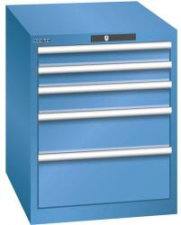 Lista műhelyfiókos szekrény, 564x725x700 mm, 5 fiók, kék - manutan - 603 098 Ft