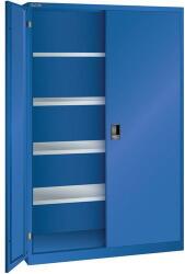 Lista műhelyszekrény polcokkal, 1250x500x1950 mm, tömör ajtók, fluoreszkáló kék