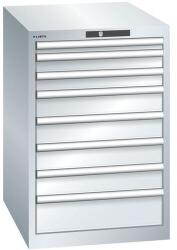 Lista műhelyfiókos szekrény, 564x725x850 mm, 8 fiók, szürke