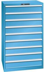 Lista műhelyfiókos szekrények, 9 fiók = 9x150mm, fiók teherbírás 75kg, 870x725x1450mm, világoskék