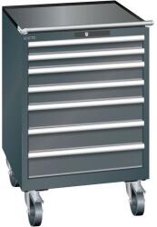 Lista mobil műhelyfiókos szekrény, 717x725x1112 mm, 7 fiók, fekete - manutan - 1 087 539 Ft