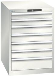 Lista műhelyfiókos szekrény, 7 fiók = 2 x 75 / 4 x 100 / 1 x 150, 564x725x800 mm, világosszürke