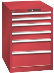 Lista műhelyfiókos szekrény, 564x725x800 mm, 6 fiók, piros