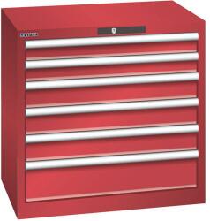 Lista műhelyfiókos szekrény, 717x572x700 mm, 6 fiók, piros