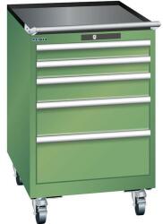 Lista mobil műhelyfiókos szekrény, 564x725x890 mm, 5 fiók, zöld
