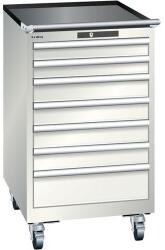 Lista mobil műhelyfiókos szekrény, 7 fiók = 2x75 + 4x100 + 1x150mm, 564x725x990mm, világosszürke