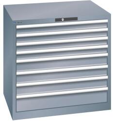 Lista műhelyfiókos szekrény, 870x725x850 mm, 8 fiók, fiók teherbírás 200 kg, sötétszürke