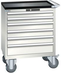 Lista mobil műhelyfiókos szekrény, 6 fiók = 717x572x962 mm, világosszürke