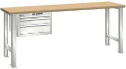 Lista Műhely munkapad LISTA, 1500x700x840 mm, 3 fiók, teherbírás 600 kg, világosszürke
