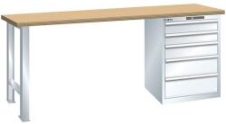 Lista Műhely munkapad LISTA, 1500x700x890 mm, teherbírás 1500 kg, 5 fiók, fehér