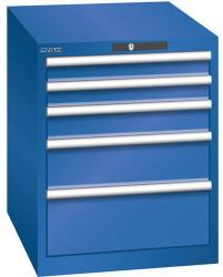 Lista műhelyfiókos szekrény, 564x725x700 mm, 5 fiók, rikítókék