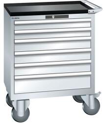 Lista mobil műhelyfiókos szekrény, 6 fiók = 717x572x962 mm, szürke