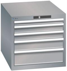 Lista műhelyfiókos szekrény, 564x725x533 mm, 5 fiók, szürke/ezüst