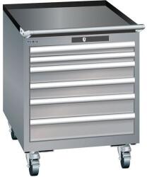 Lista mobil műhelyfiókos szekrény, 564x725x723 mm, 6 fiók, szürke/ezüst