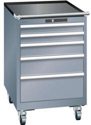 Lista mobil műhelyfiókos szekrény, 564x725x890 mm, 5 fiók, sötétszürke