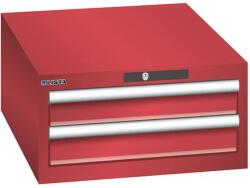 Lista műhelyfiókos szekrény, 2 fiók = 2x 100mm, 564x725x283mm, piros