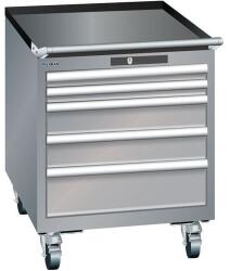 Lista mobil műhelyfiókos szekrény, 564x725x723 mm, 5 fiók, szürke/ezüst