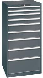 Lista műhelyfiókos szekrény, 9 fiók = 2 x 75 / 2 x 100 / 2 x 150 / 2 x 200 / 1 x 300 mm, 717x725x1450 mm, teherb? ? rás 200 kg, fekete