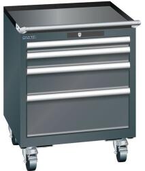 Lista mobil műhelyfiókos szekrény, 411x725x723 mm, 4 fiók, fekete