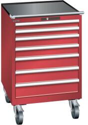 Lista mobil műhelyfiókos szekrény, 717x725x1112 mm, 7 fiók, piros - manutan - 1 087 539 Ft