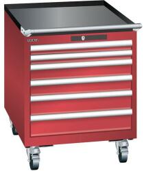 Lista mobil műhelyfiókos szekrény, 564x725x723 mm, 6 fiók, piros