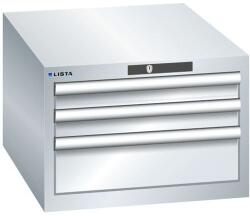 Lista műhelyfiókos szekrény, 3 fiók = 2x 75 + 1x 150 mm, 564x725x383 mm, szürke
