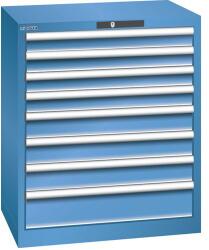 Lista műhelyfiókos szekrény, 717x572x850 mm, 8 fiók, kék