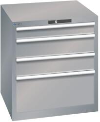 Lista műhelyfiókos szekrény, 717x725x800 mm, 4 fiók, szürke/ezüst - manutan - 622 643 Ft
